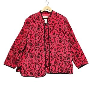 Susan Graver Style Red Black‎ Damask Print Jacket & Tank Set Plus Size 2X NWT